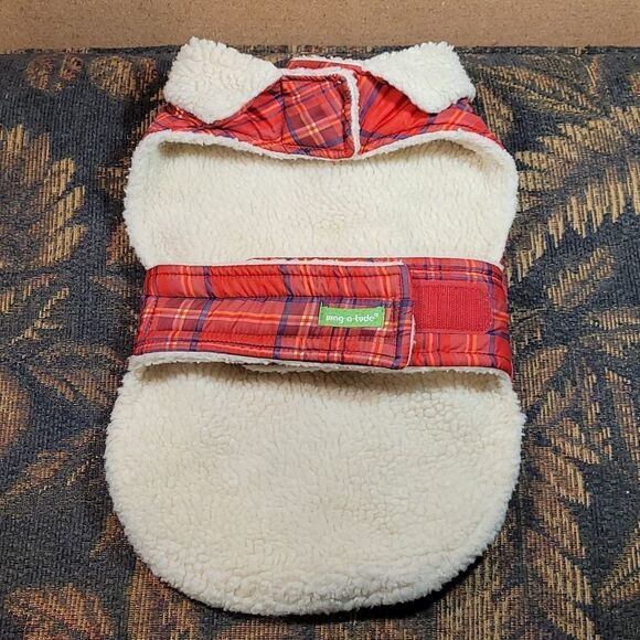Wag-A-Tude Red Plaid Lined Dog Jacket- Size M - Picture 3 of 7